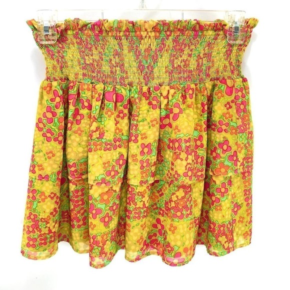 Julie Brown Sammy Tiered Ruffle Hem Smocked Waist Coordinating Mini Skirt Medium - Picture 5 of 12